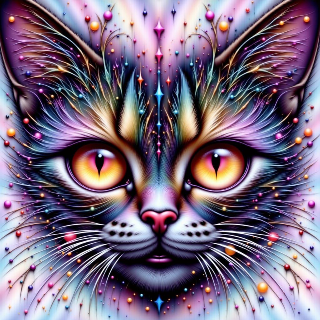 Salem the Black Cat with Rainbow Fur