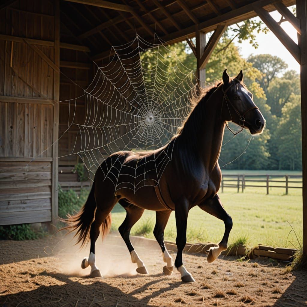 Spiderweb Artistry in a Barn Corner