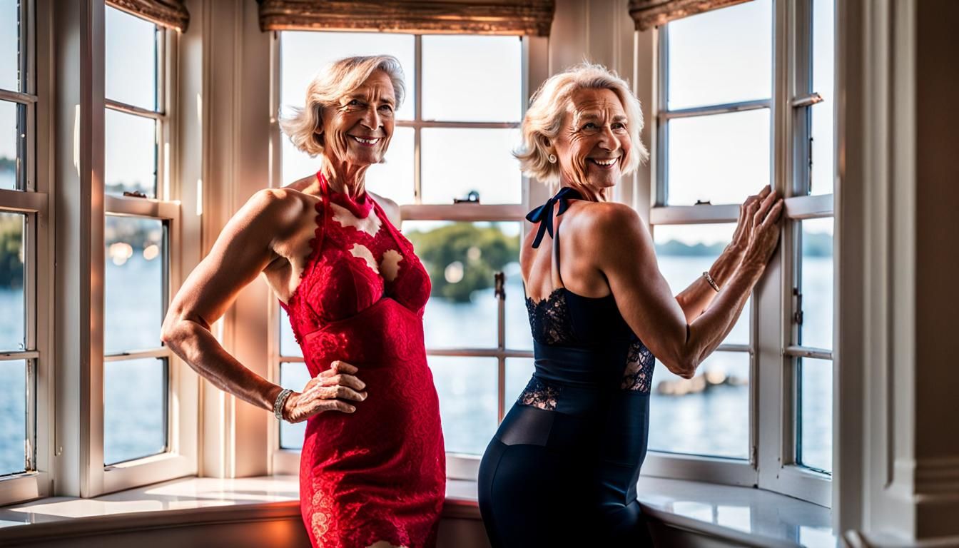 A older woman with freckles and blonde hair