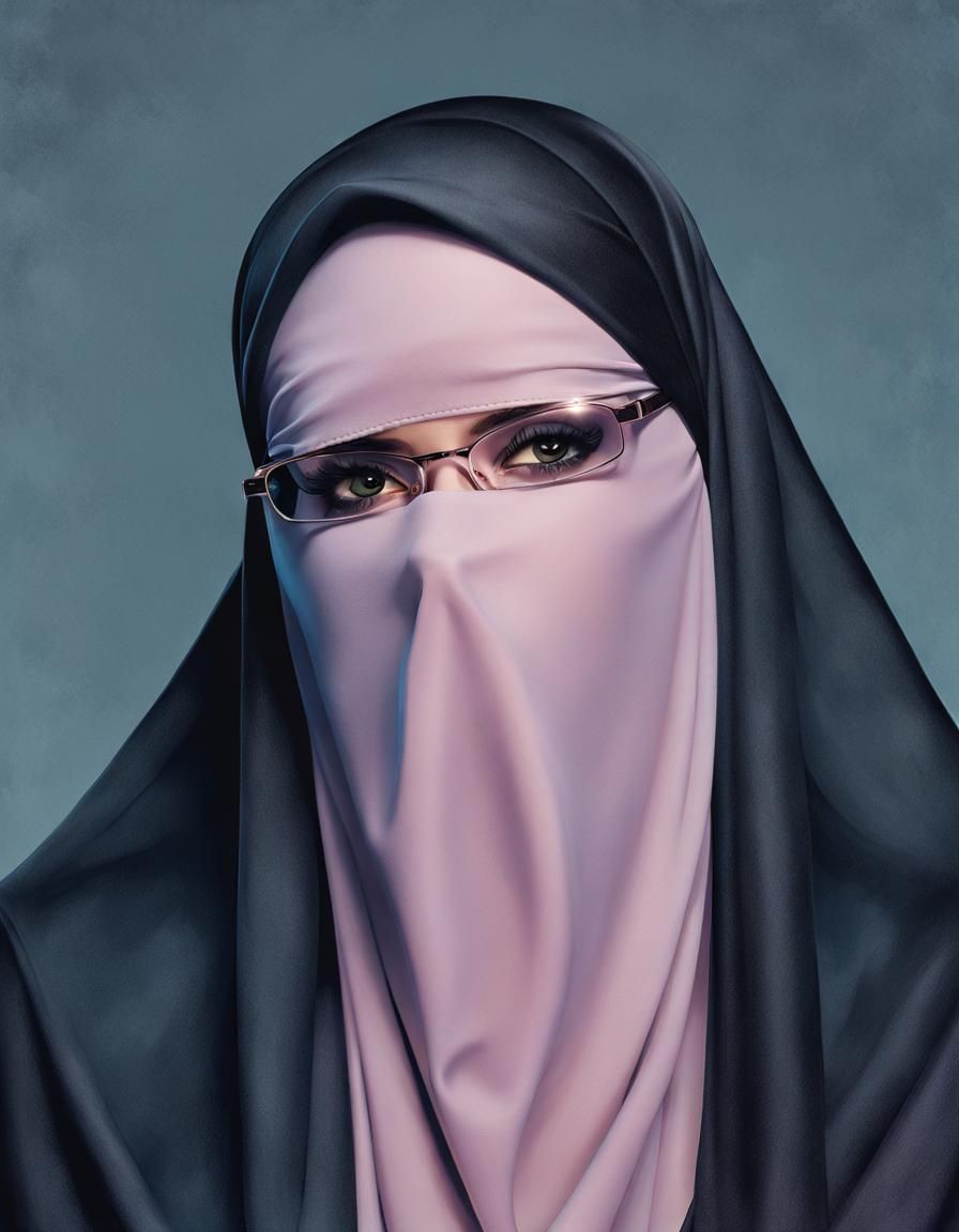 Niqab Woman Portrait in Oil Painting Style