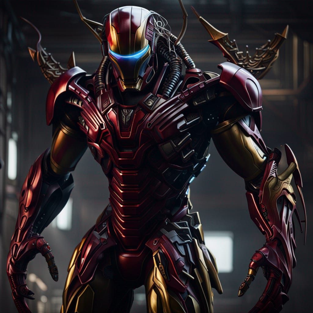 Iron Man as a Xenomorph: Detailed Matte Painting