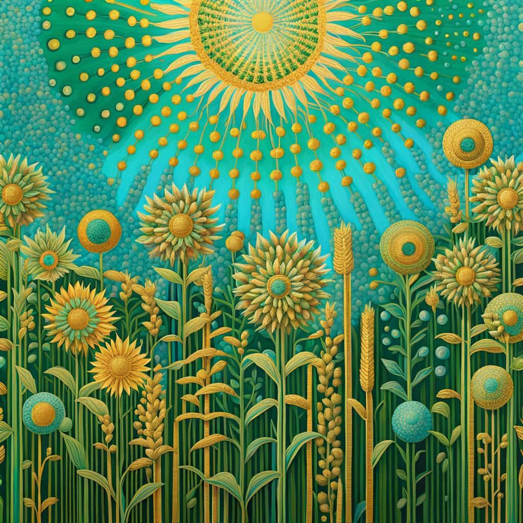 Pointillist Garden with Abstract Floral Patterns