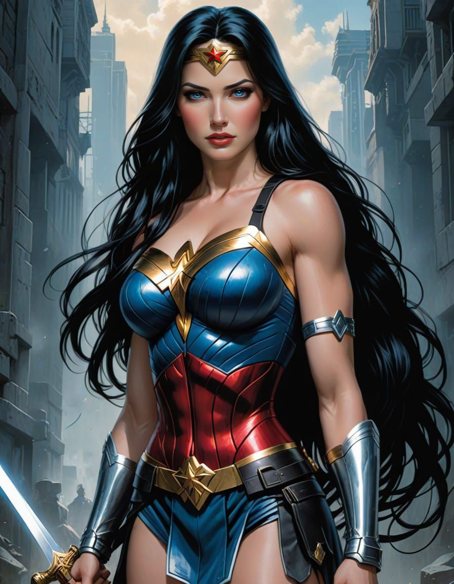 Tifa Lockhart as Wonder Woman in Comic Book Style