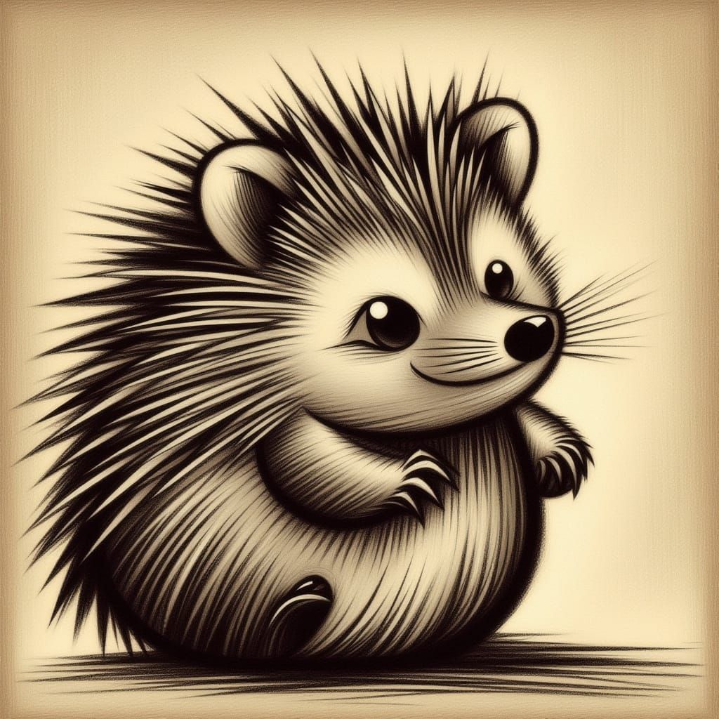 Adorable Hedgehog Portrait in Realistic Style