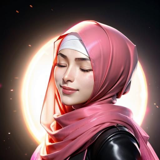 German Woman in Pink Hijab: Hyperdetailed Portrait