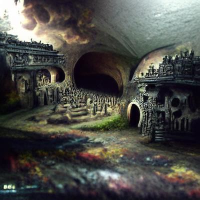 Eerie Catacombs in Detailed Matte Painting