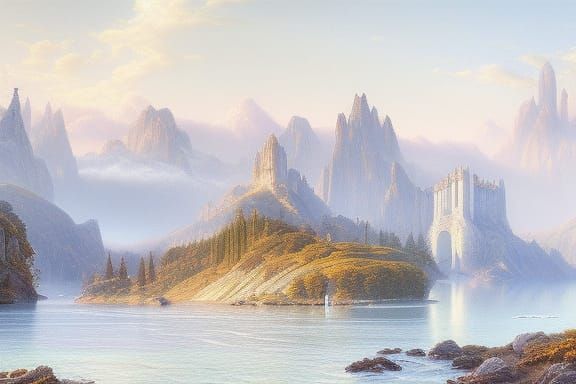 Rivendell Matte Painting in Hyperrealistic Style