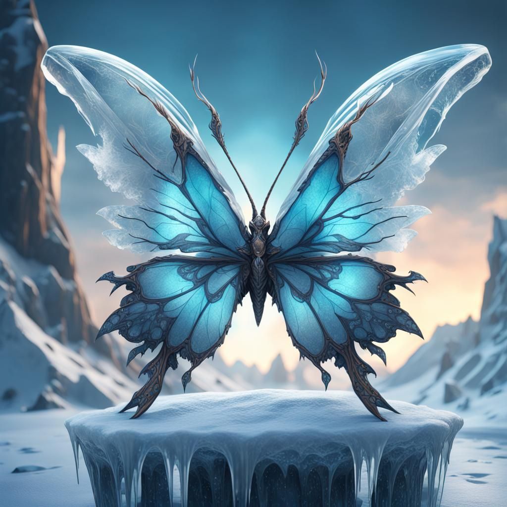 Detailed Ice Butterfly Fantasy Concept Art