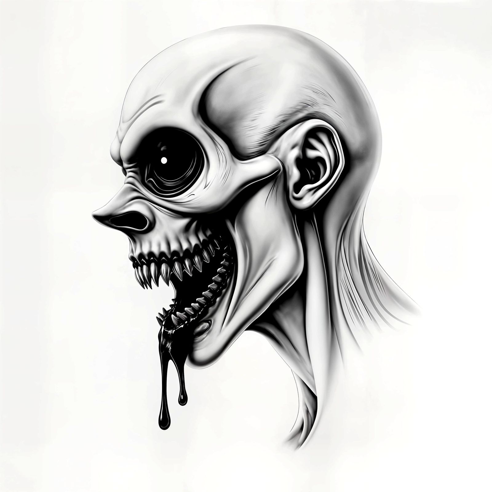 Ethereal Horror Figure with Black Goo and Pencil Streaks