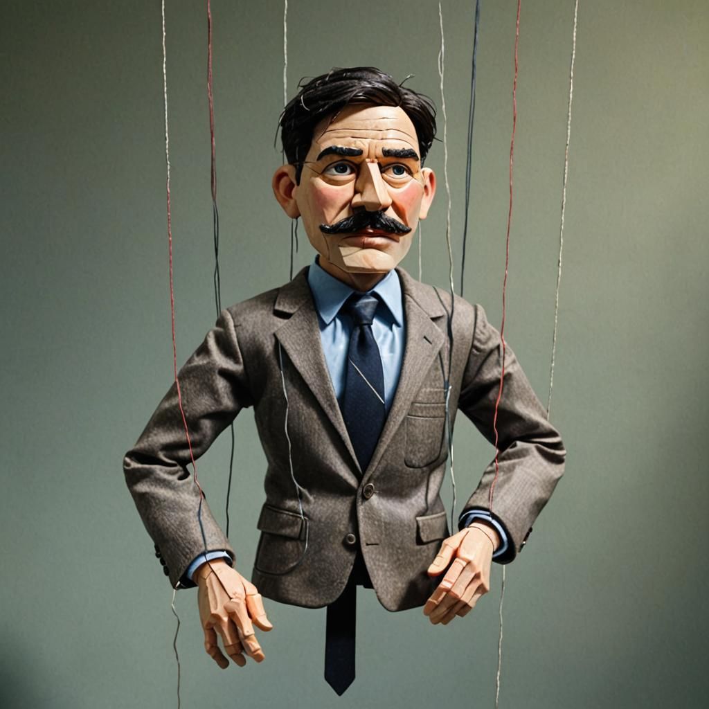 Office Worker Puppet Manipulated by Invisible Strings