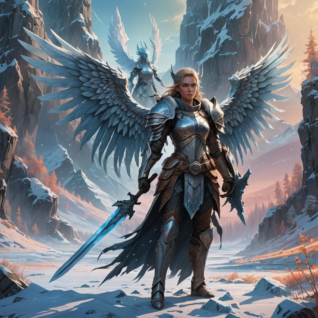 Angelic Woman in Frozen Wilderness, Fantasy Art