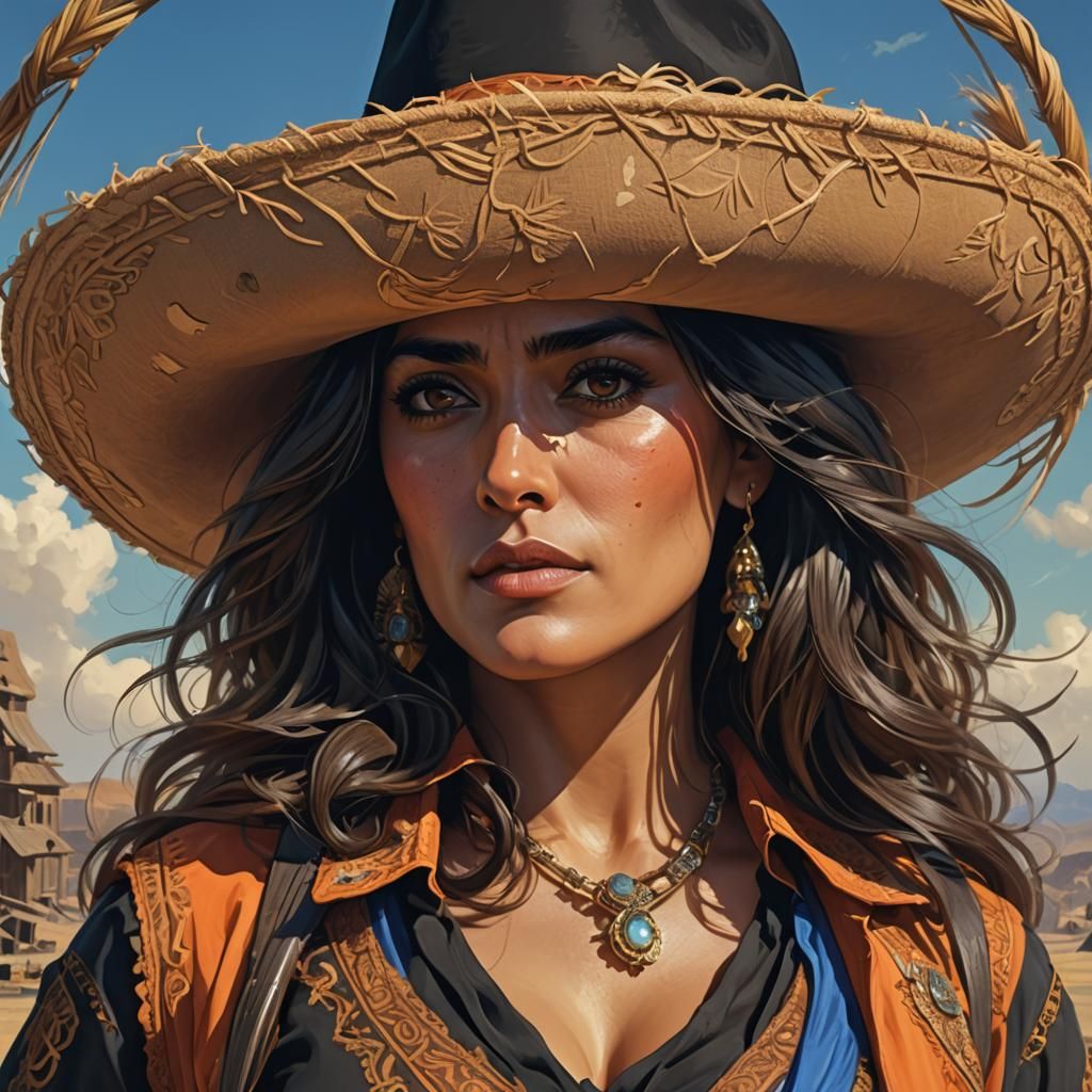 Salma Hayek in Spaghetti Western Style