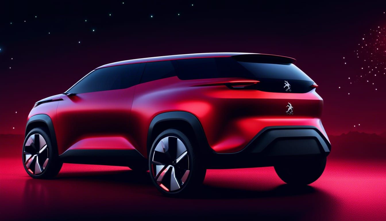 Futuristic Electric Peugeot Crossover Concept in Cyberpunk S...