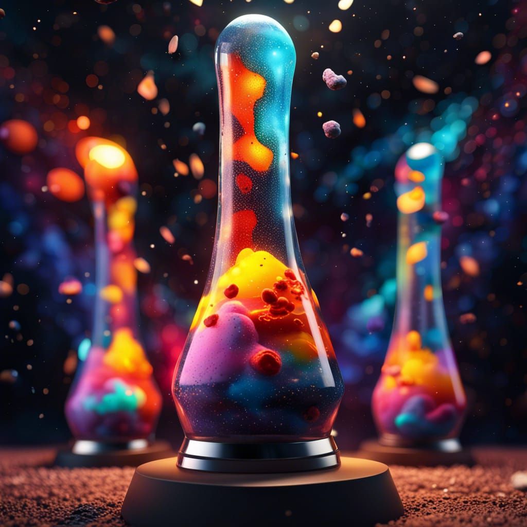 Cosmic Abstract Lava Lamps in Hyperrealistic Style