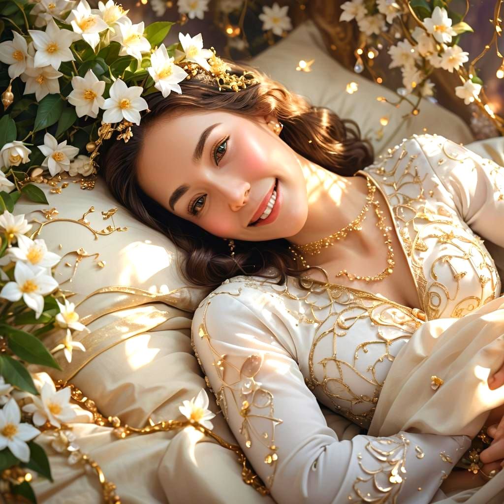 Jasmine Woman: Romantic Bedroom Scene in Detailed Matte Pain...