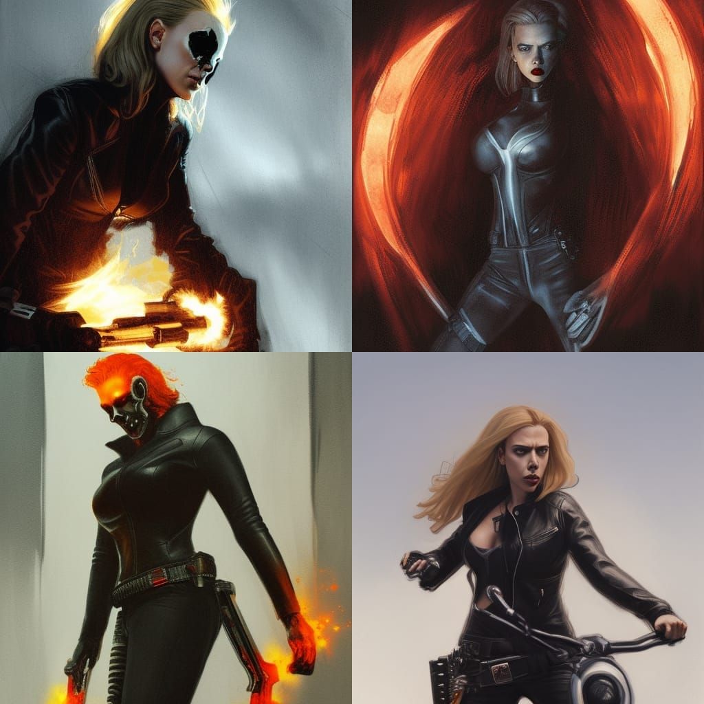 Fiery Ghost Rider Portrait in Gothic Style