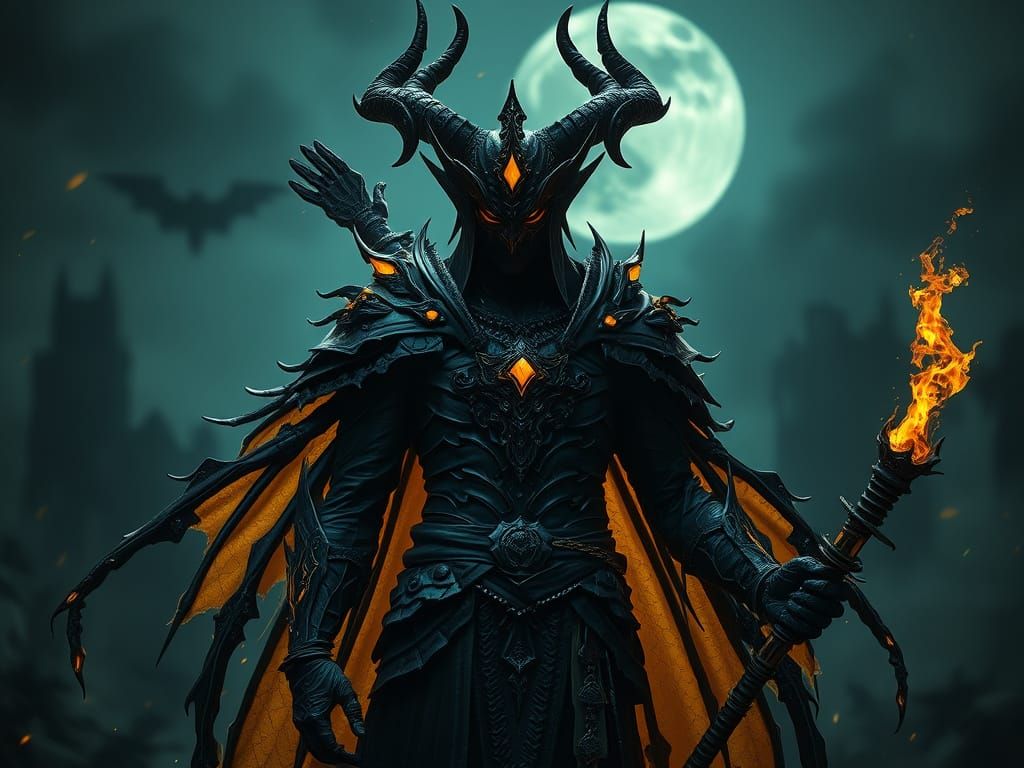 Dark Fantasy Figure in Vibrant Complementary Colors