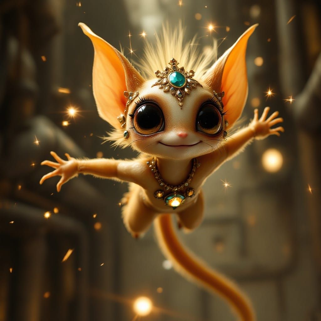 Golden Sugar-Glider Woman Soars Through Industrial Skies