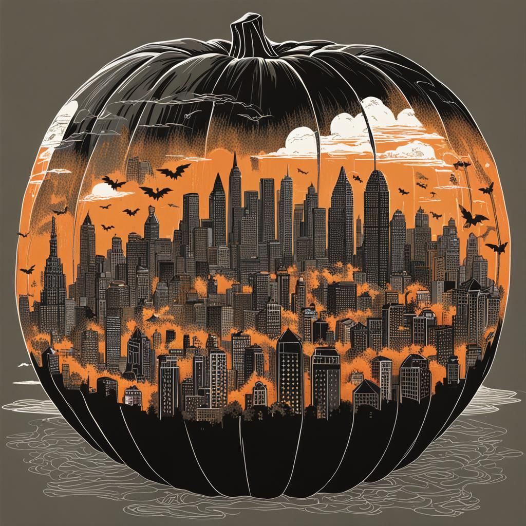 City Inside a Pumpkin: Whimsical AI Art