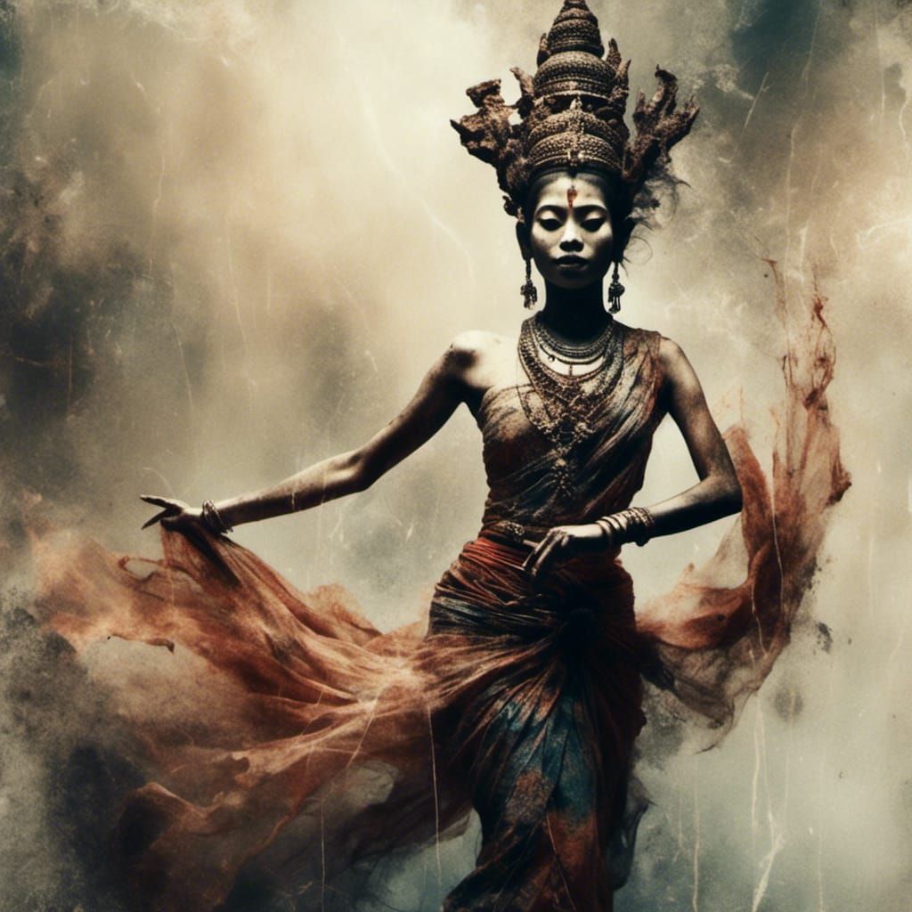 Dancing Khmer Apsara in Macabre Style