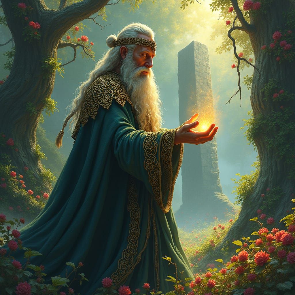 Celtic Druid Ritual in Hyperrealistic Digital Art