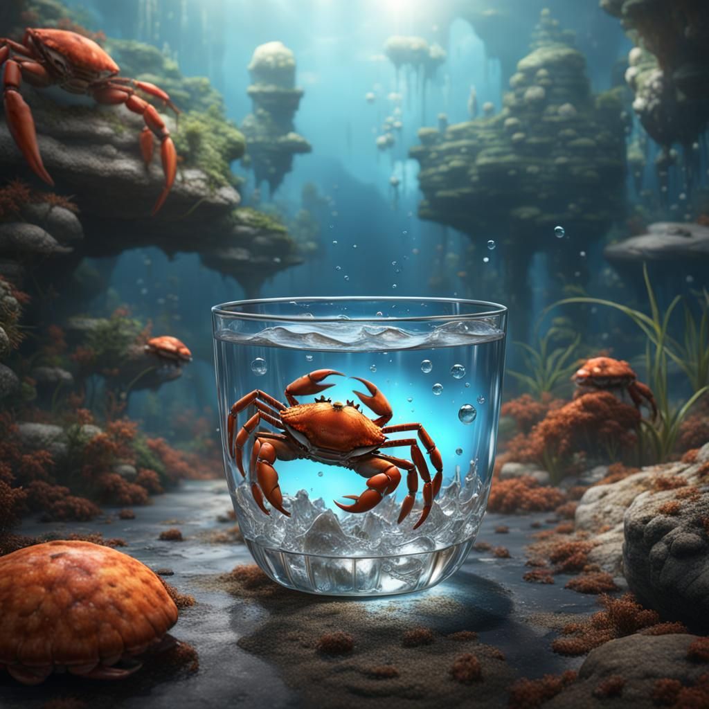 Crab in Glass: Detailed Matte Painting