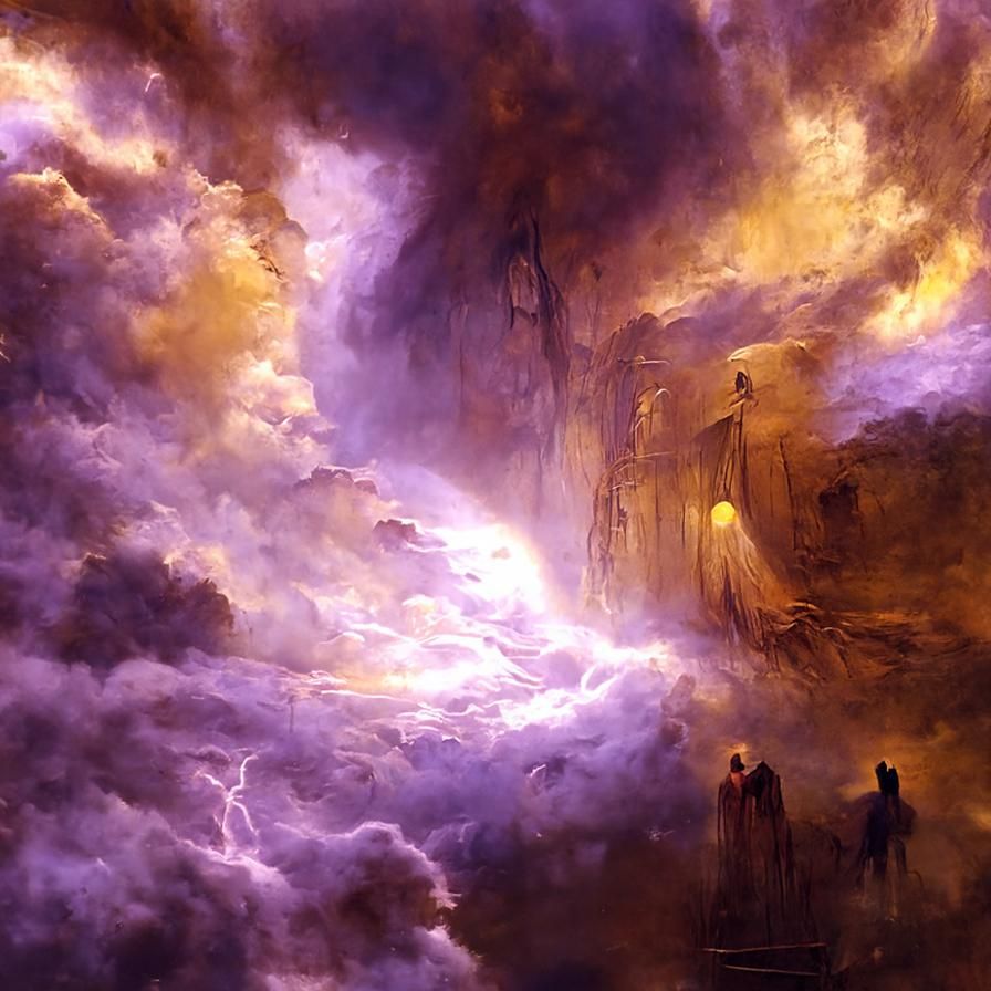 Ethereal Light Storm Painting in Romanticism Style