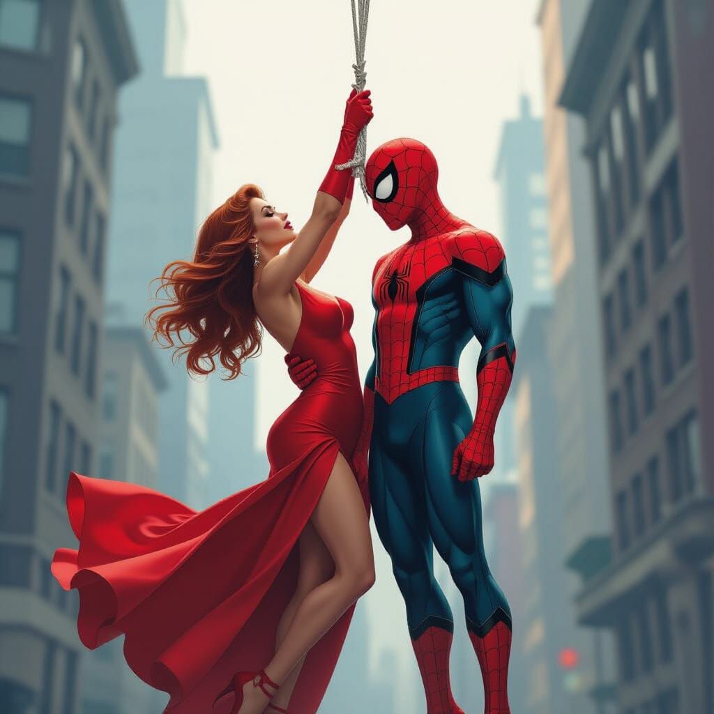 Passionate Upside Down Kiss with Spider-Man