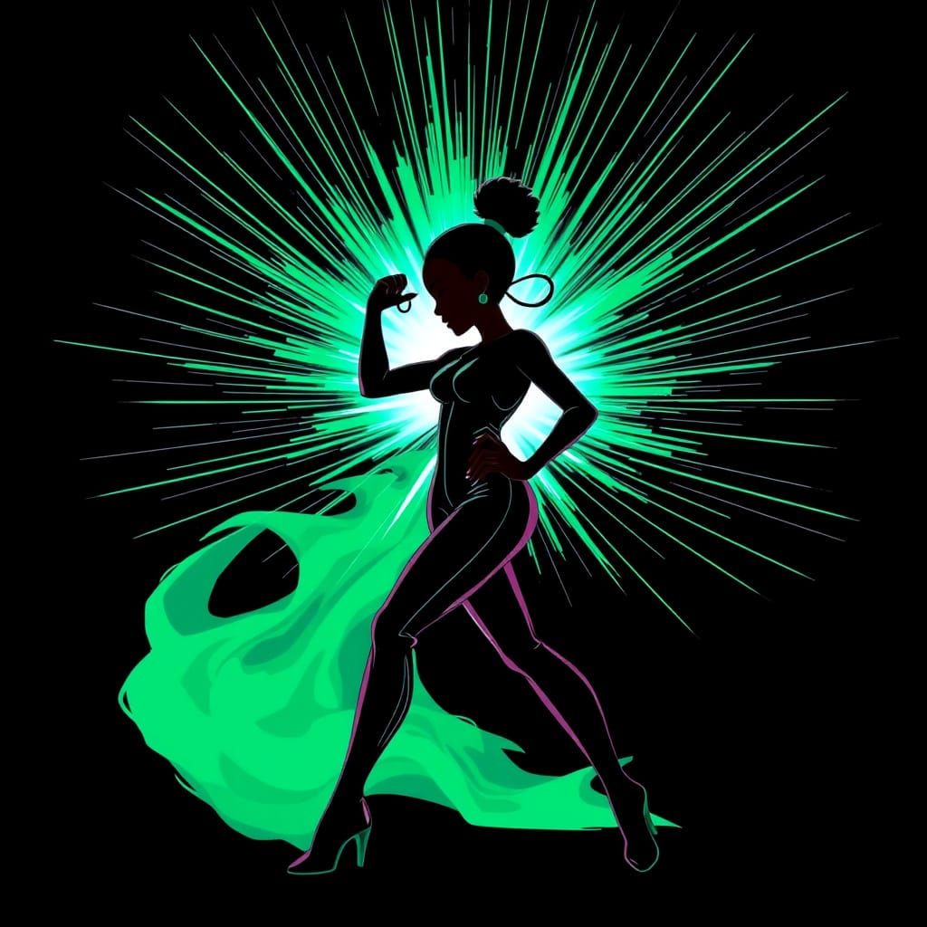 Dynamic Silhouette Art of Energy Unleashed in Graphic Style