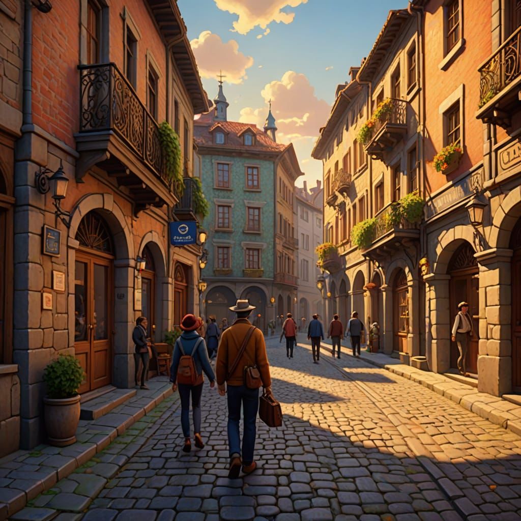 Vibrant Middle Eastern Town Street Scene in 3D Animation