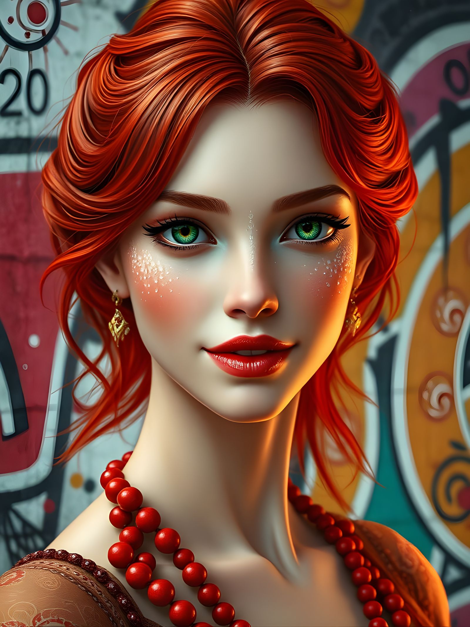 Floral Goddess with Intricate Details in Vibrant Colors