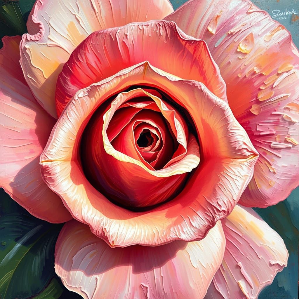 Rose Petals Unveiling Beauty in Neo-Impressionist Oil