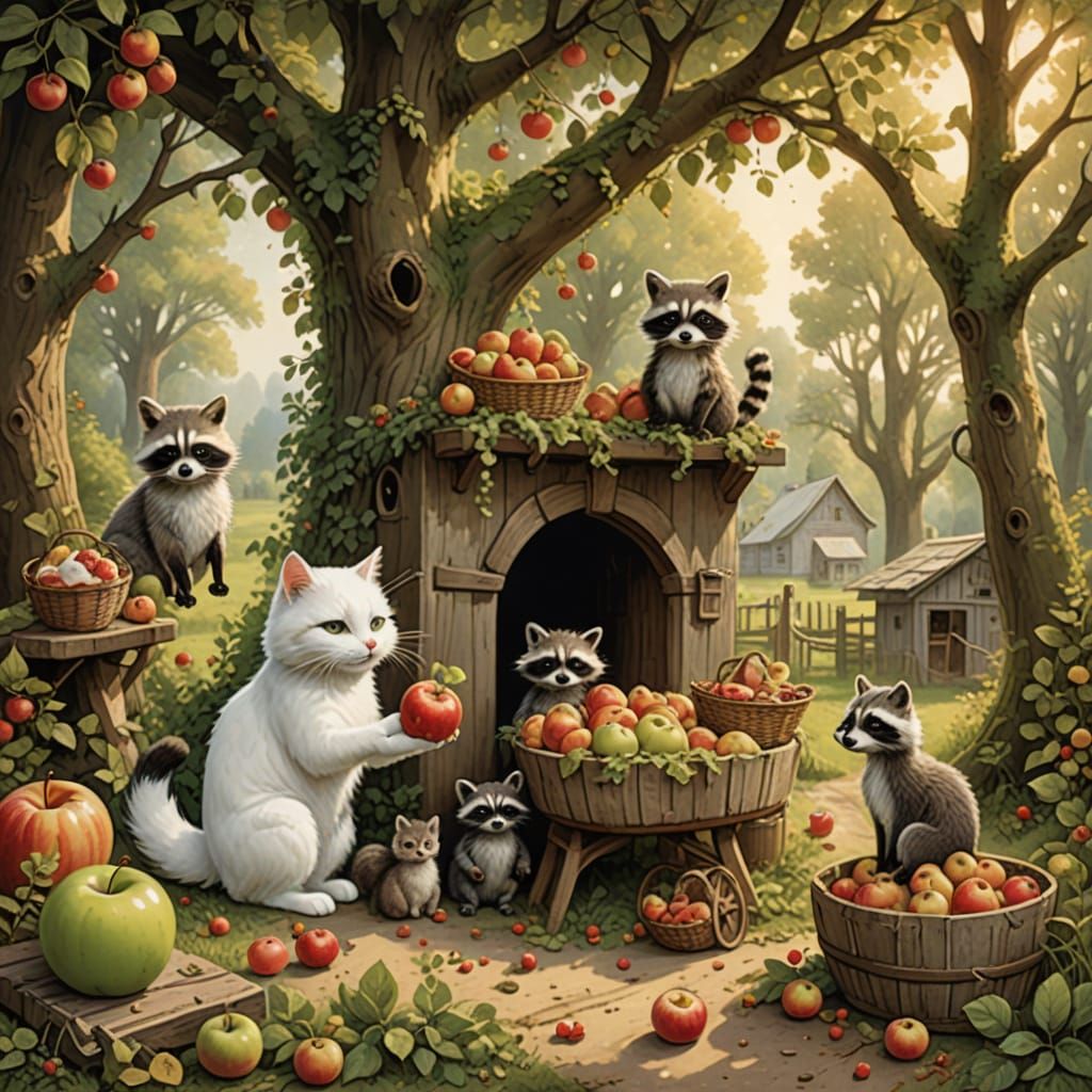 Whimsical Furry Friends Prepare for Harvest Feast