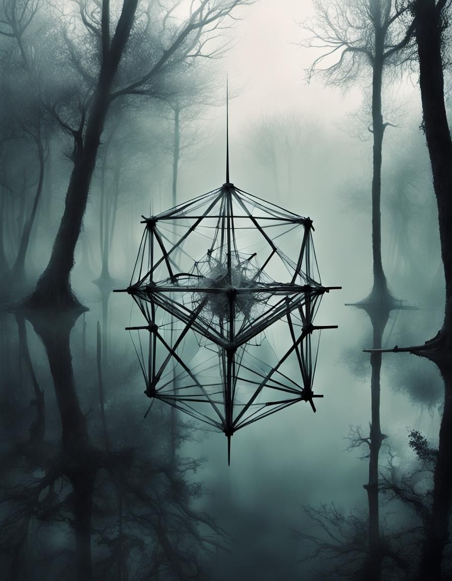 Surreal Fading Glass Form in a Dreamlike Landscape