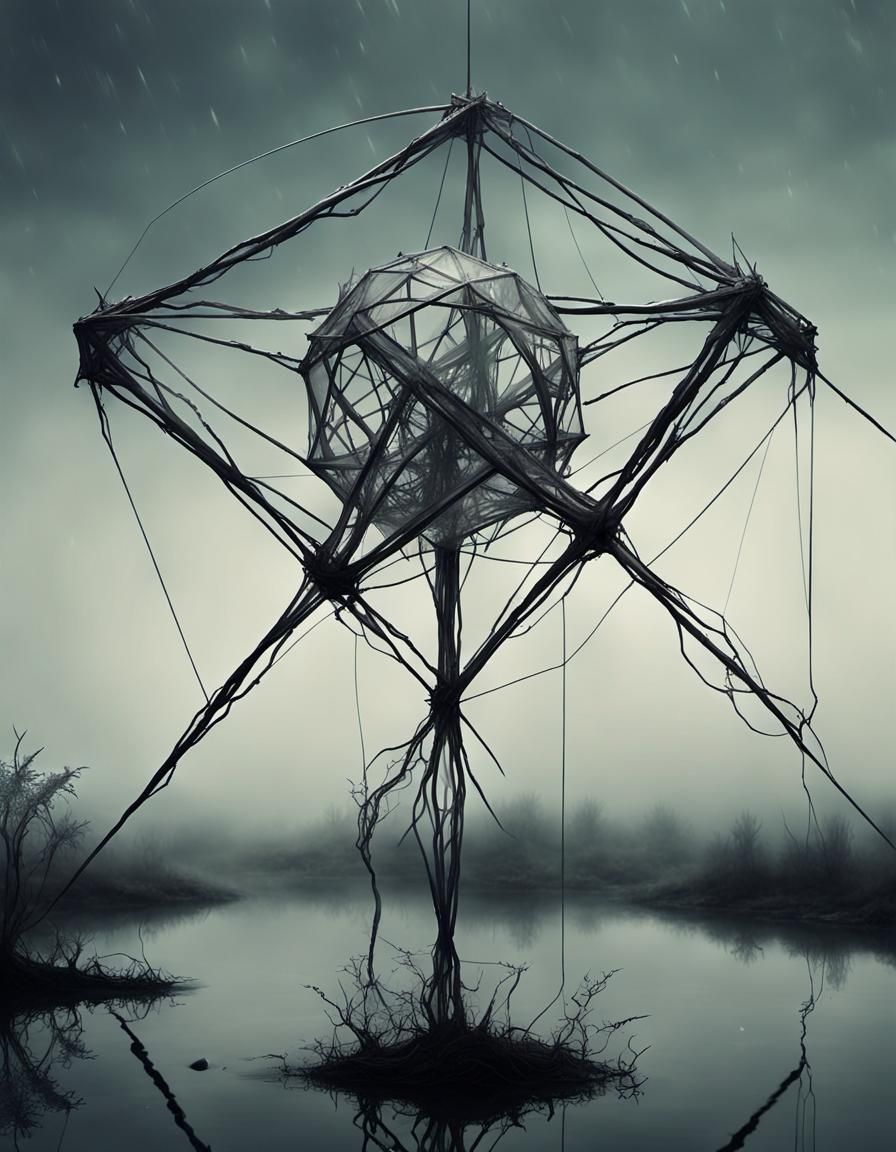 Surreal Decaying Glass Structures in Whiteneon Style