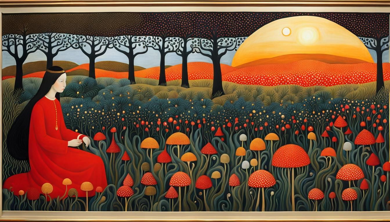 Mystical Creatures Awaken at Sunset: Surreal Art