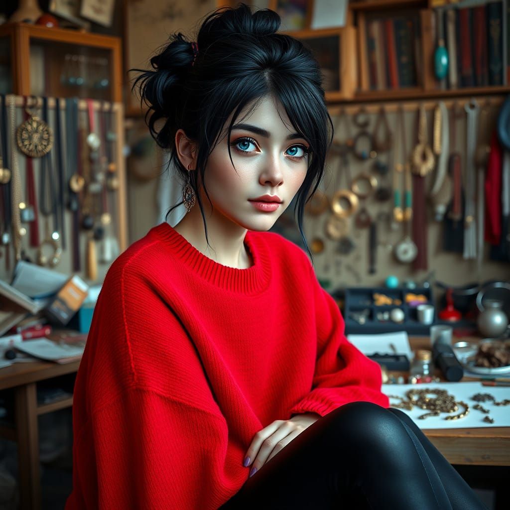 Elegant Jewelry Designer in Cozy Studio