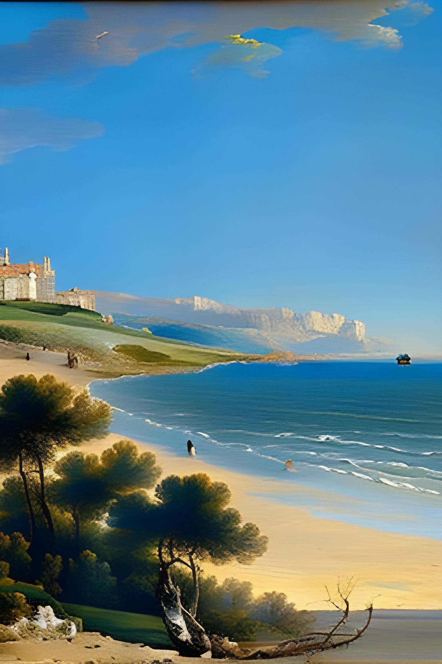 Spanish Coastal Landscape Painting in Baroque Style
