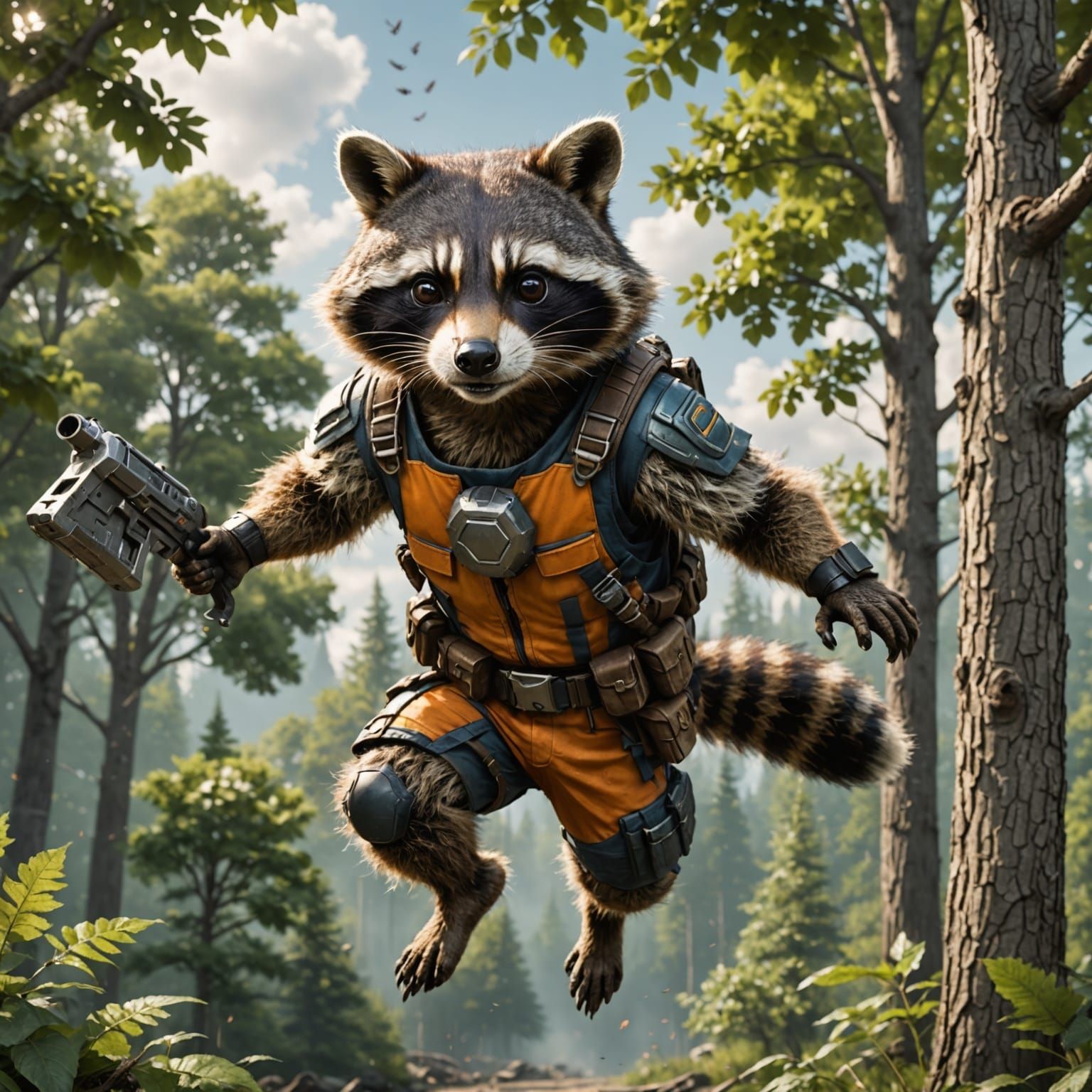 Mystical Masked Raccoon Takes Flight