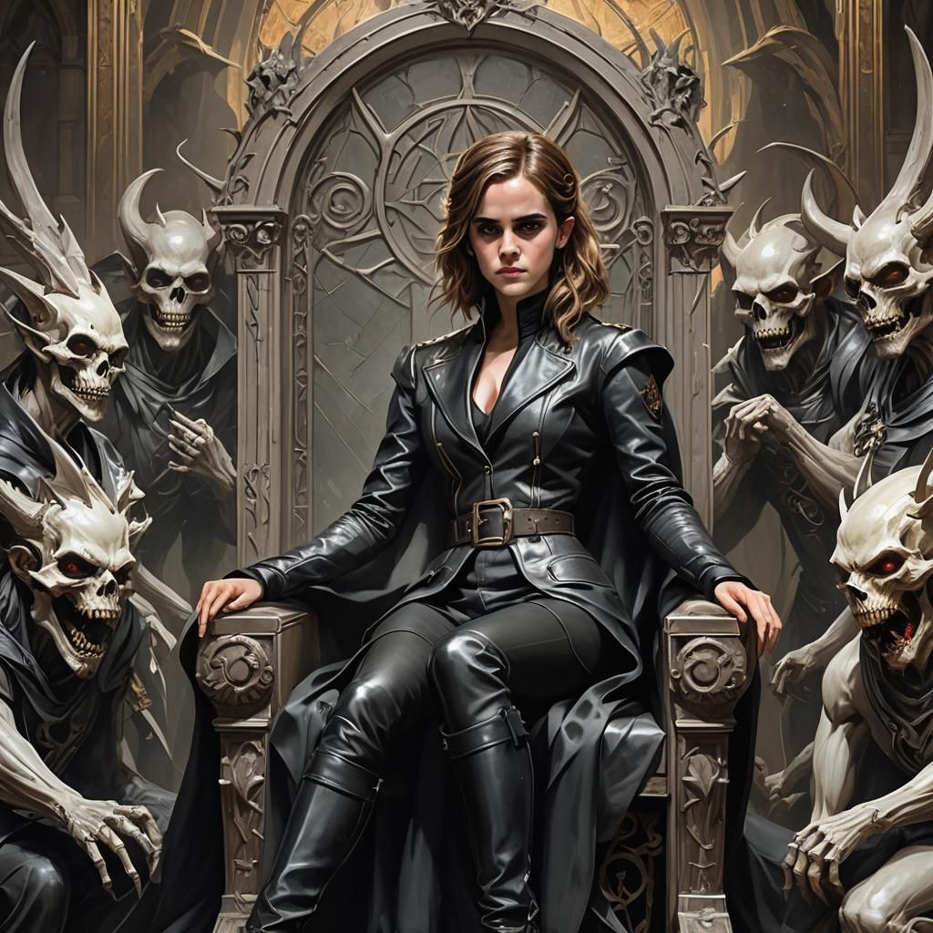 Gothic Demoness on Throne: Hyperdetailed Artstation Portrait