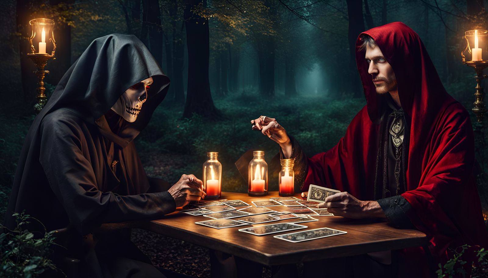 Celtic Fortune Teller in Moonlit Forest