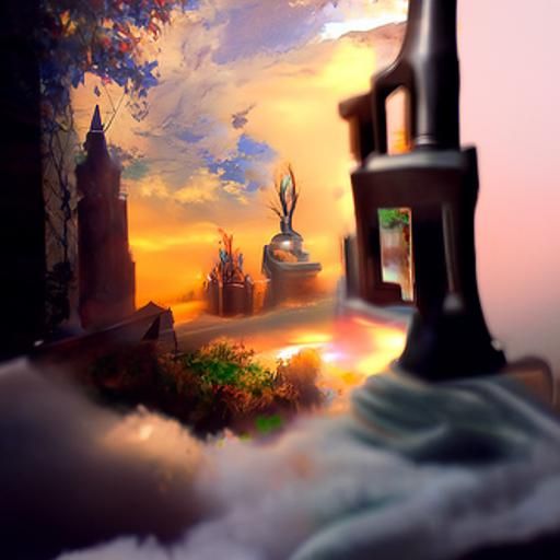 Surreal Steampunk Melting Oil Painting in Ethereal Mist