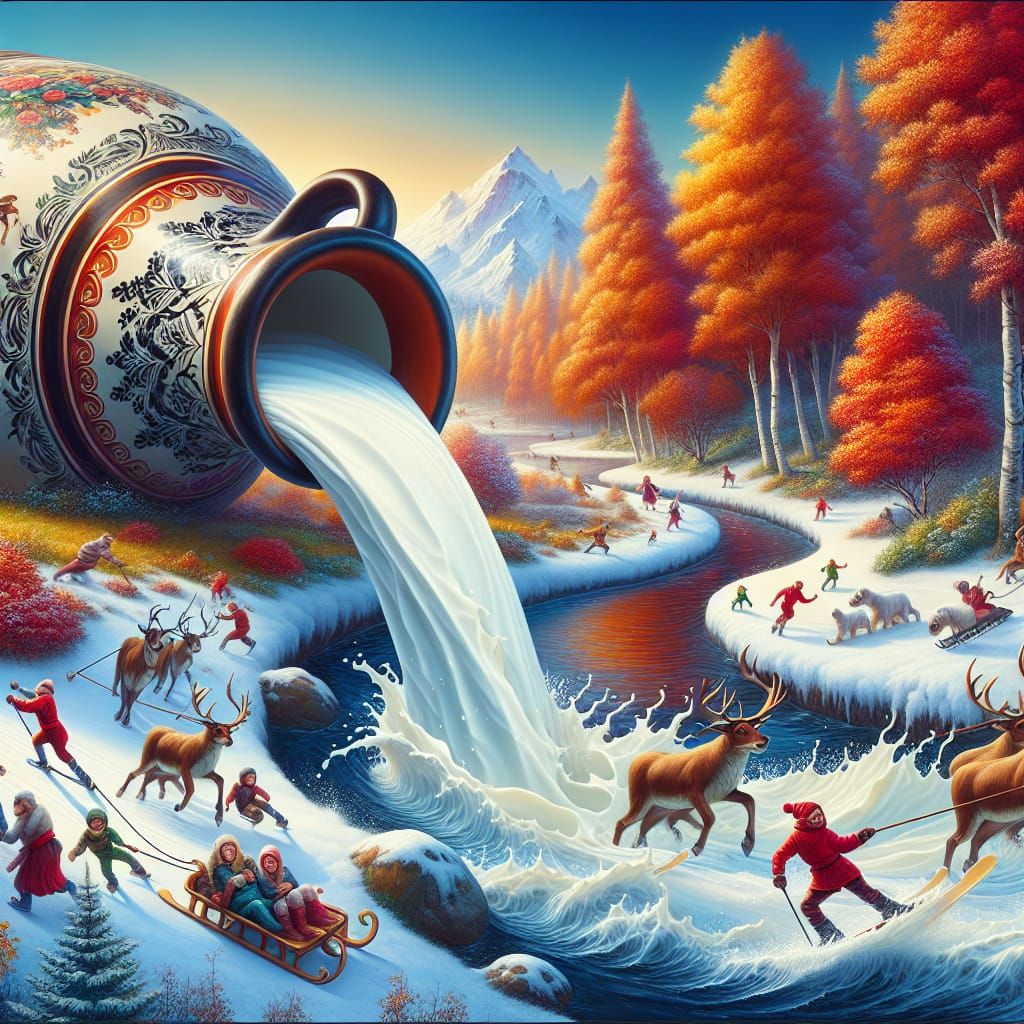 Fantasy River of Milk: Autumn Landscape in Matte Painting