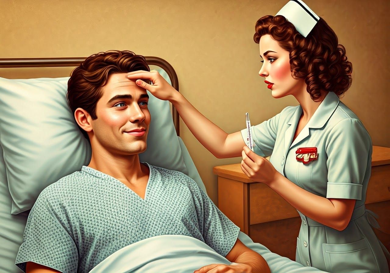 Nostalgic Hospital Scene in Norman Rockwell Style