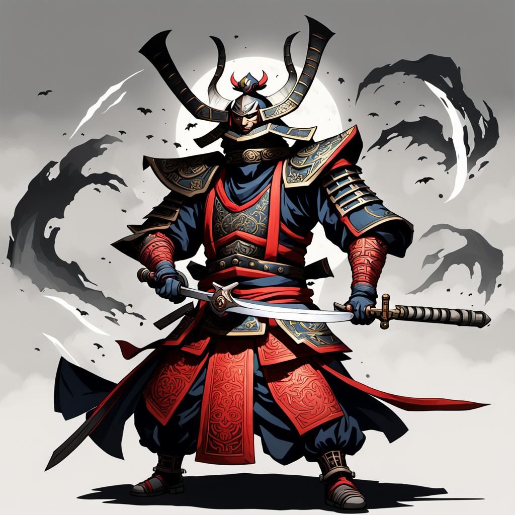 Shogun Samurai Powering Up To Transform Into Shogun Samurai RacBat Warlord Dual Wield Large Swords Samurai Martial Artis...