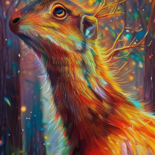 Anthropomorphic Squirrel Portrait in Winter Wonderland