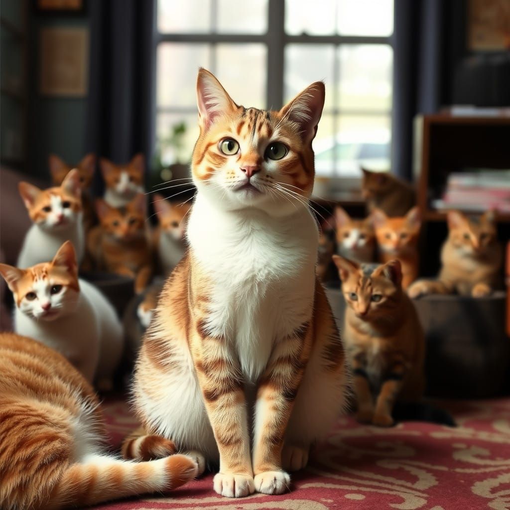 Feline Friends in a Cozy Room