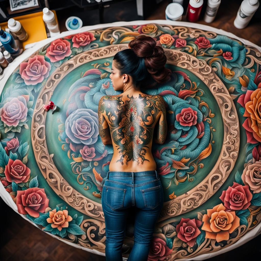 Intricate Tattoo Design in Tattoo Parlor