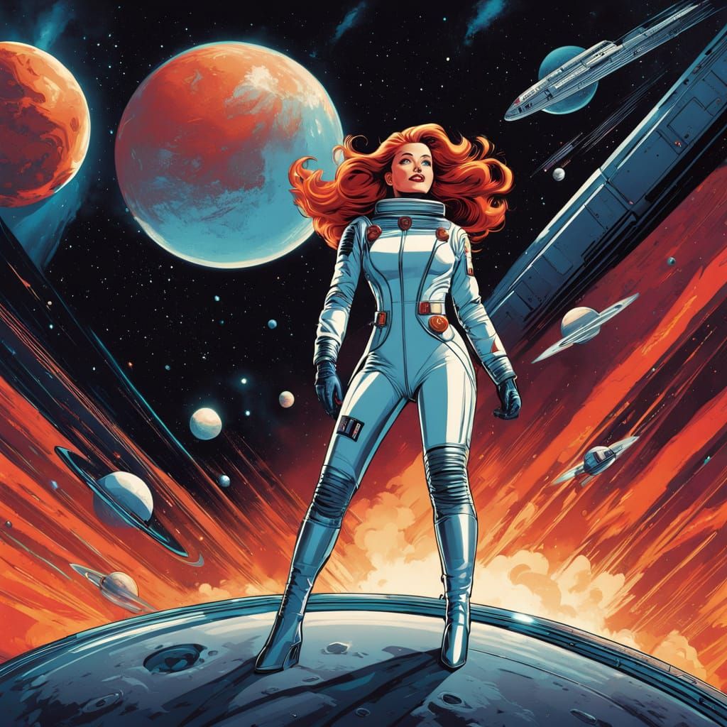 Retro-Futuristic Space Pin-Up Poster