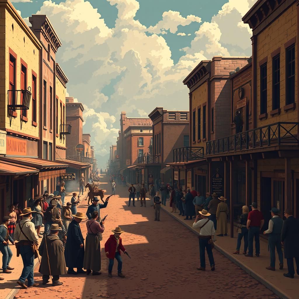 Pixel Art Western Gunfight at High Noon